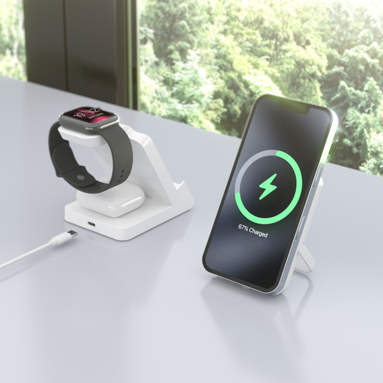 CARGADOR AISENS INALAMBRICO USB-C 4 EN 1 15W MOVIL APPLE WATCH AURICULARES - detalle