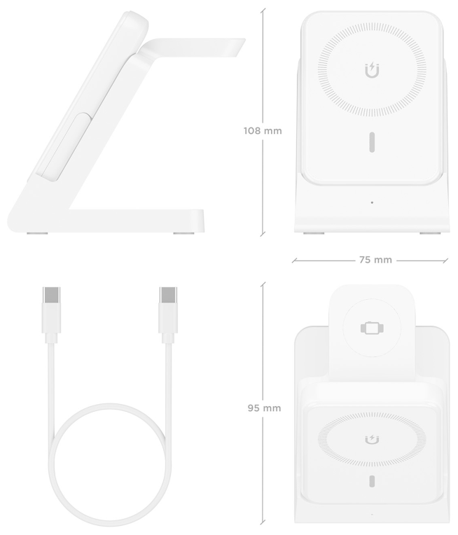 CARGADOR AISENS INALAMBRICO USB-C 4 EN 1 15W MOVIL APPLE WATCH AURICULARES - detalle