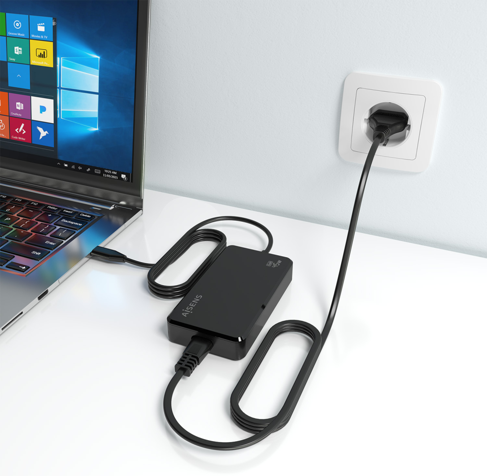 CARGADOR AISENS SOBREMESA GAN 45W PD3.0 1XUSB-C 1.8M NEGRO - detalle