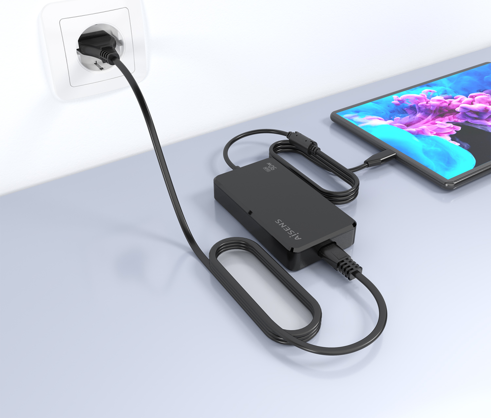 CARGADOR AISENS SOBREMESA GAN 90W PD3.0 1XUSB-C 1.8M NEGRO - detalle
