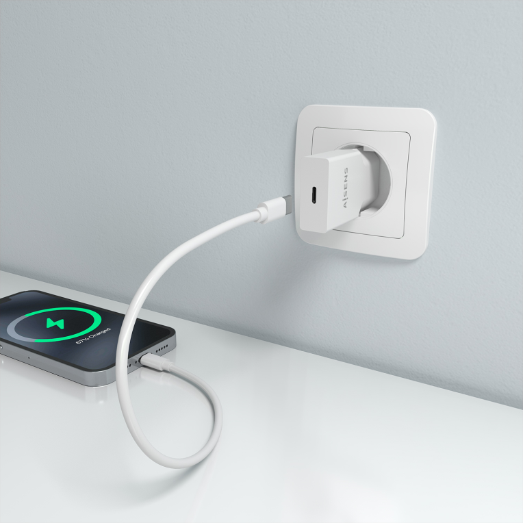 CARGADOR AISENS ULTRA DELGADO GaN 20W 1xUSB-C PD3.0 BLANCO - detalle