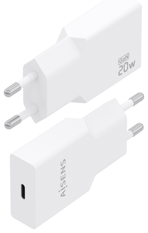 CARGADOR AISENS ULTRA DELGADO GaN 20W 1xUSB-C PD3.0 BLANCO - detalle