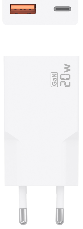 CARGADOR AISENS ULTRA DELGADO GaN 20W 1xUSB-C PD3.0 QC4.0 1xUSB-A QC3.0 BLANCO - detalle