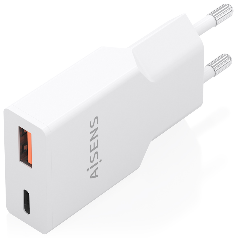 CARGADOR AISENS ULTRA DELGADO GaN 25W 1xUSB-C PD3.0 QC4.0 1xUSB-A QC3.0 BLANCO - detalle