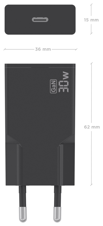CARGADOR AISENS ULTRA DELGADO GaN 30W 1xUSB-C PD3.0 NEGRO - detalle