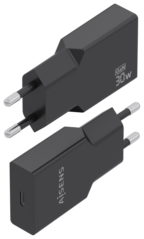 CARGADOR AISENS ULTRA DELGADO GaN 30W 1xUSB-C PD3.0 NEGRO - detalle