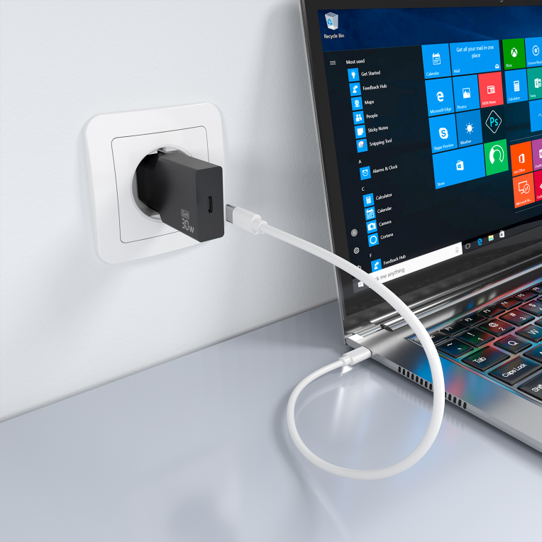 CARGADOR AISENS ULTRA DELGADO GaN 30W 1xUSB-C PD3.0 NEGRO - detalle