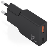 AISENS Cargador Ultra Delgado GaN 30W. 1xUSB-C PD3.0 QC4.0. 1xUSB-A QC3.0. Negro