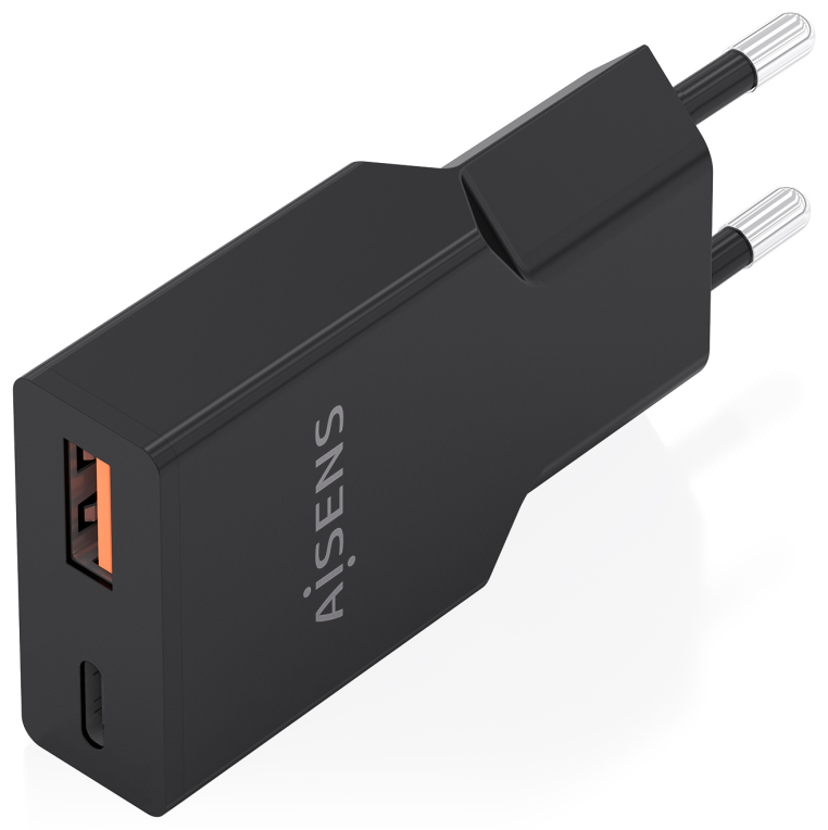 CARGADOR AISENS ULTRA DELGADO GaN 30W 1xUSB-C PD3.0 QC4.0 1xUSB-A QC3.0 NEGRO - detalle