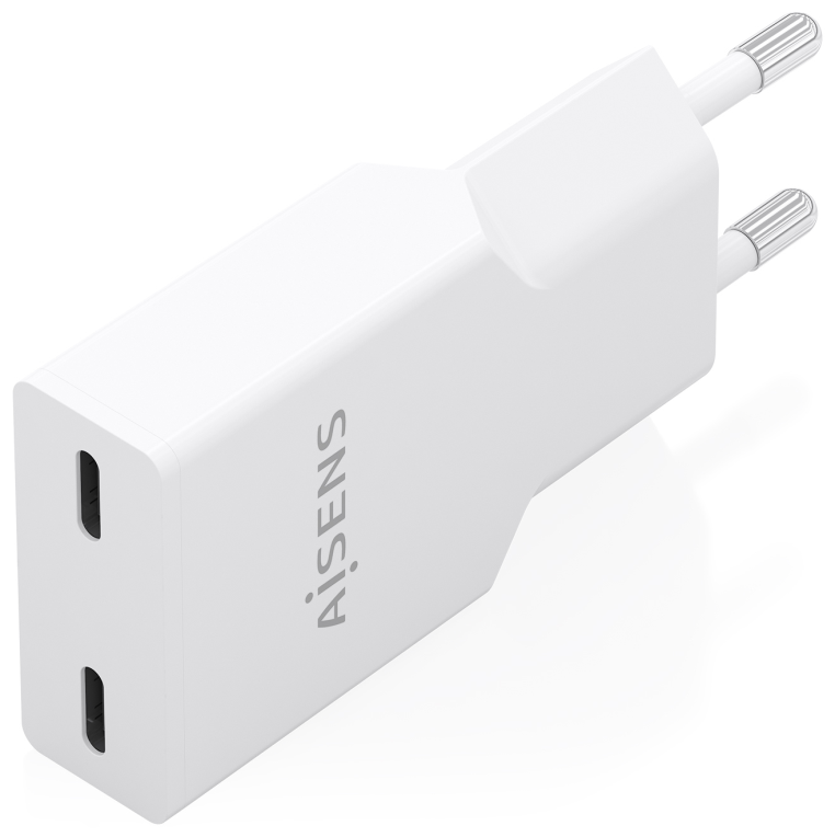 CARGADOR AISENS ULTRA DELGADO GaN 30W 2xUSB-C PD3.0 BLANCO - detalle
