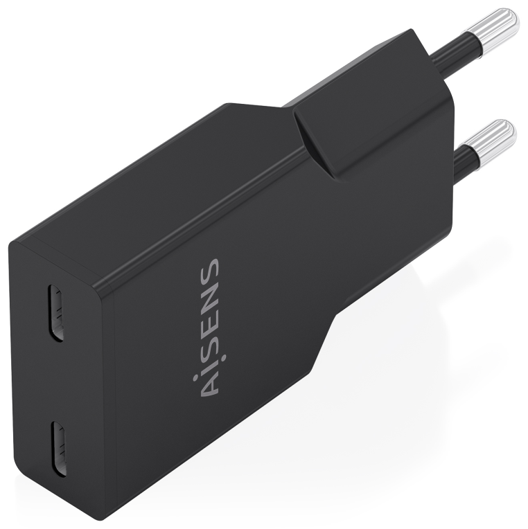 CARGADOR AISENS ULTRA DELGADO GaN 30W 2xUSB-C PD3.0 NEGRO - detalle