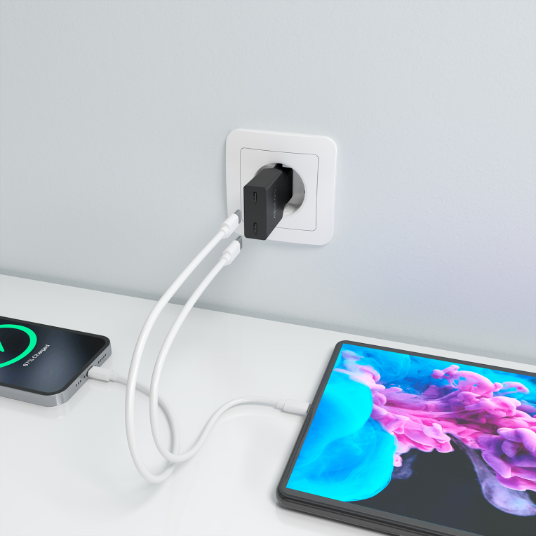 CARGADOR AISENS ULTRA DELGADO GaN 30W 2xUSB-C PD3.0 NEGRO - detalle