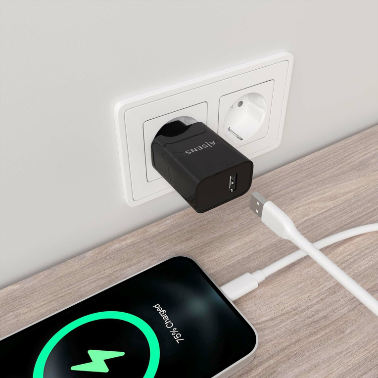 CARGADOR AISENS USB 10W ALTA EFICIENCIA 5V/2A NEGRO - detalle
