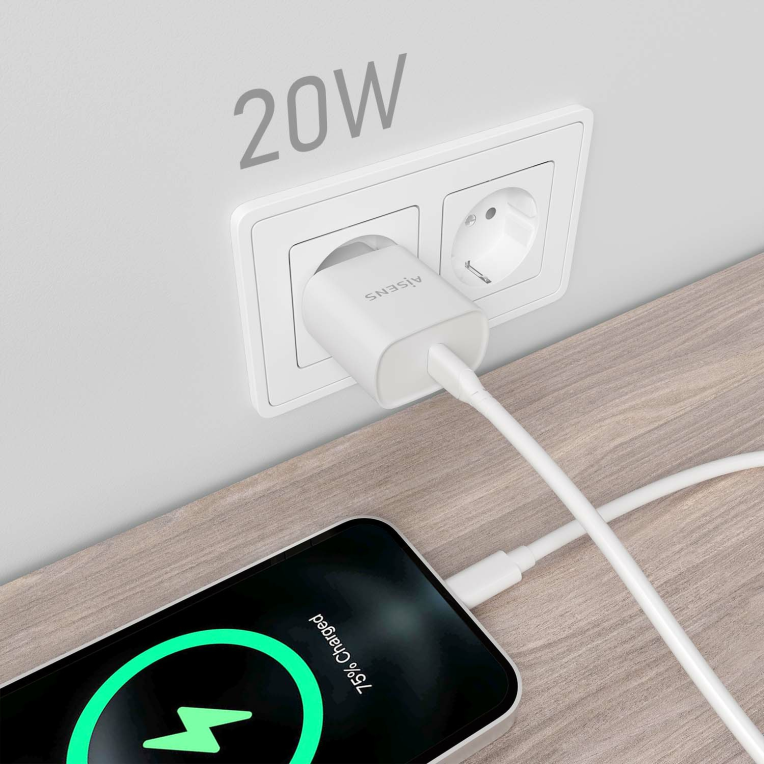 CARGADOR AISENS USB-C PD3.0 1 PUERTO 1XUSB-C 20W BLANCO - detalle