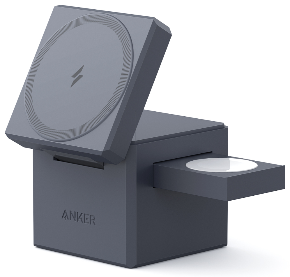 CARGADOR ANKER 3 EN 1 CON MAGSAFE CUBO GRIS - detalle