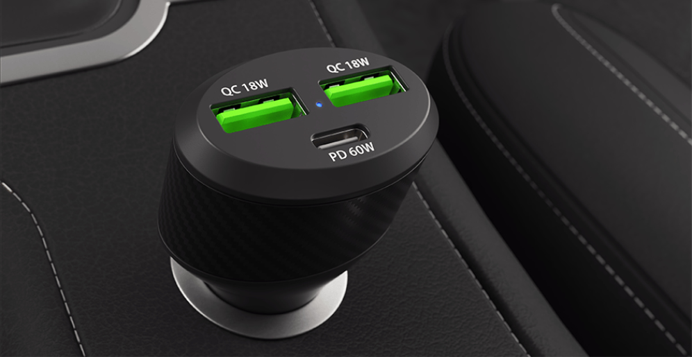 CARGADOR COCHE NATEC CONEY 2XUSB, 1XUSB-C QC3.0, PD 3.0 84W NEGRO - detalle