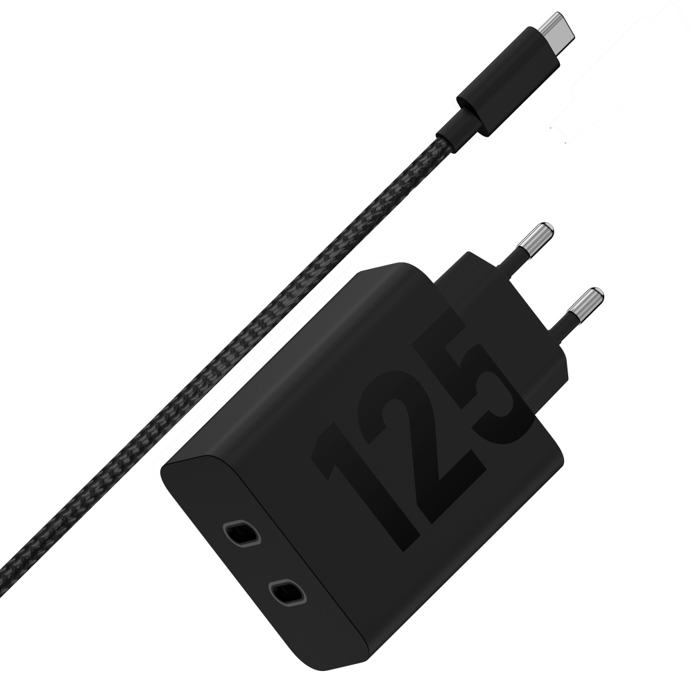 CARGADOR DE PARED MOTOROLA 125W GANFAST 2XUSB-C + CABLE - detalle