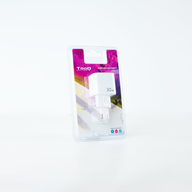 CARGADOR DE PARED TOOQ GAN USB-C PD USB-A QC 30W - detalle