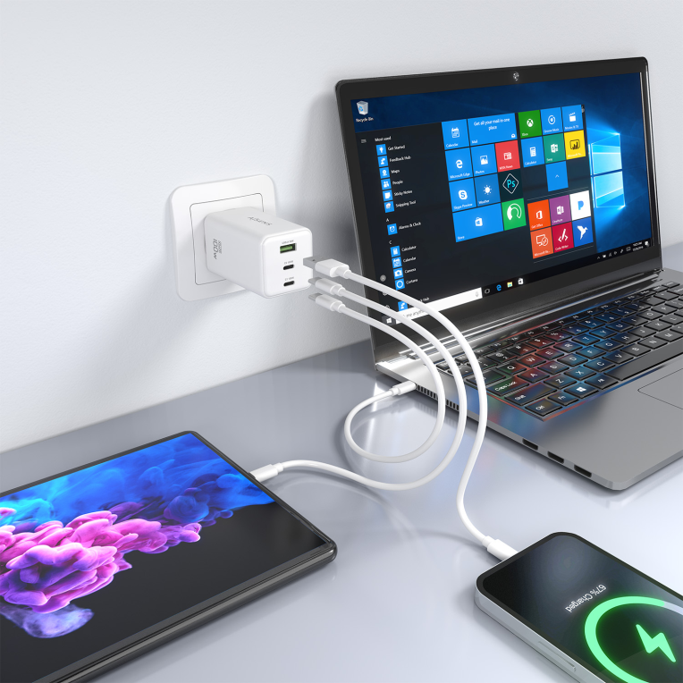 CARGADOR GAN AISENS 100W 2XUSB-C PD3.0 QC4.0 QC5.0 1XUSB-A QC3.0 - detalle