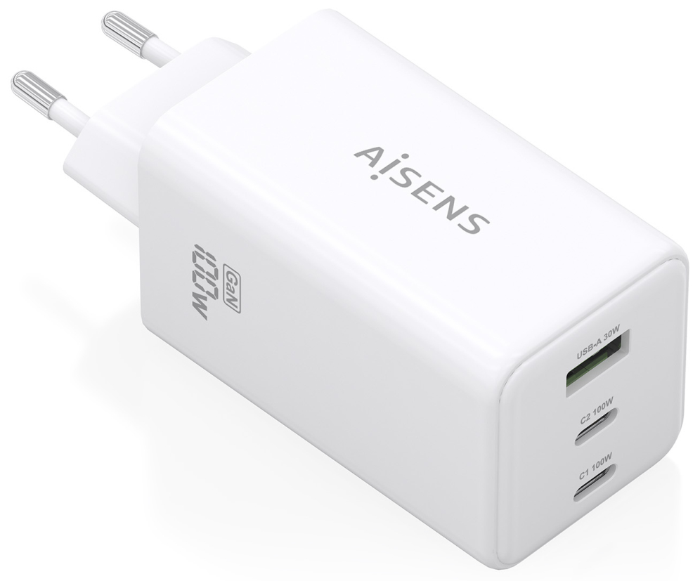 CARGADOR GAN AISENS 100W 2XUSB-C PD3.0 QC4.0 QC5.0 1XUSB-A QC3.0
