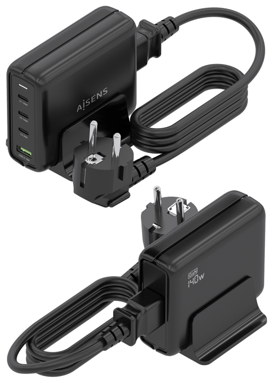 CARGADOR GAN AISENS SOBREMESA 140W 3XUSB-C PD3.1 QC4.0 QC5.0 USB-A QC3.0 - detalle