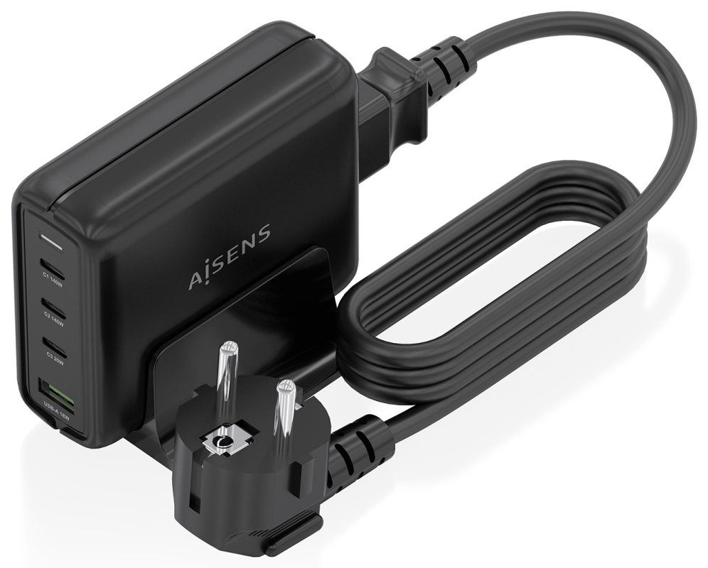 CARGADOR GAN AISENS SOBREMESA 140W 3XUSB-C PD3.1 QC4.0 QC5.0 USB-A QC3.0 - detalle