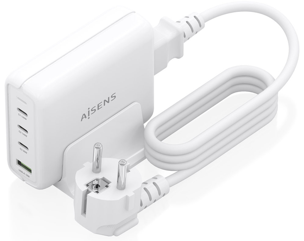CARGADOR GAN AISENS SOBREMESA 140W 3XUSB-C PD3.1 QC4.0 QC5.0 USB-A QC3.0 - detalle