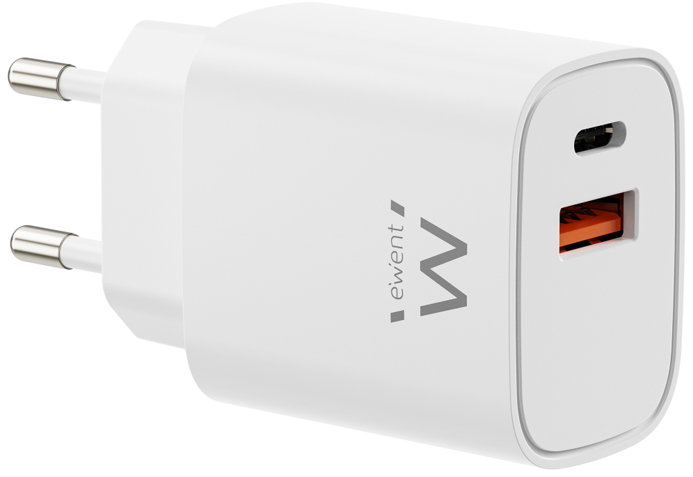 CARGADOR MOVIL EWENT EW1326 GAN RAPIDO 30W USB-C PD USB-A QC COMPACTO