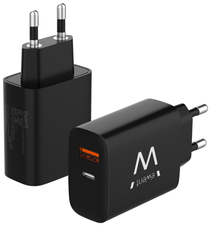 CARGADOR MOVIL EWENT RAPIDO USB-C y QC3.0 20W - detalle