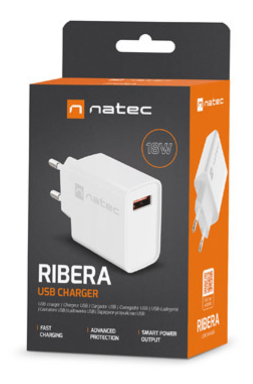 CARGADOR NATEC RIBERA 18W 1XUSB-A QC3.0 BLANCO - detalle