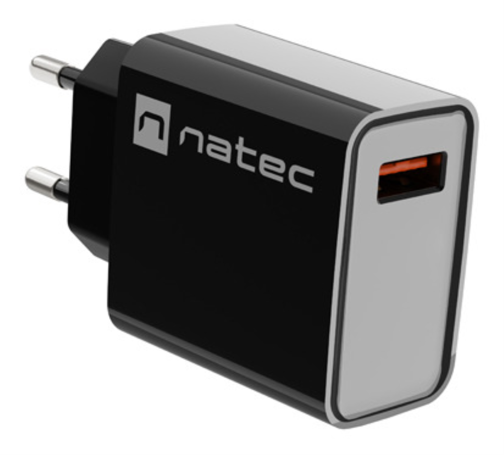 CARGADOR NATEC RIBERA 18W 1XUSB-A QC3.0 NEGRO - detalle