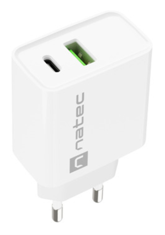 CARGADOR NATEC RIBERA 20W 1XUSB-A + 1XUSB-C PD3.0 QC3.0 BLANCO - detalle