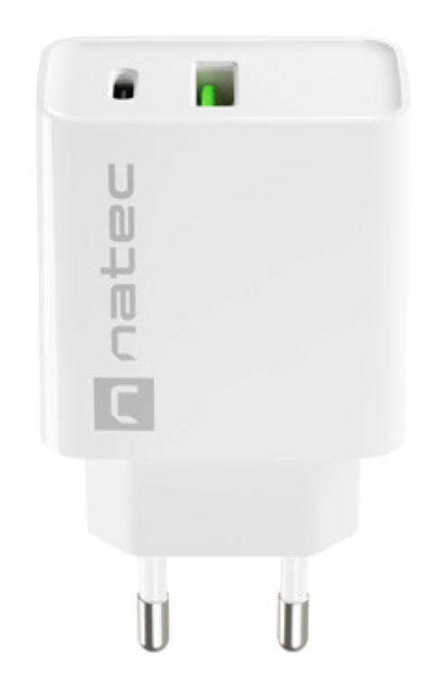 CARGADOR NATEC RIBERA 20W 1XUSB-A + 1XUSB-C PD3.0 QC3.0 BLANCO - detalle