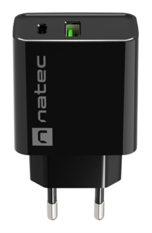 CARGADOR NATEC RIBERA 20W 1XUSB-A + 1XUSB-C PD3.0 QC3.0 NEGRO - detalle