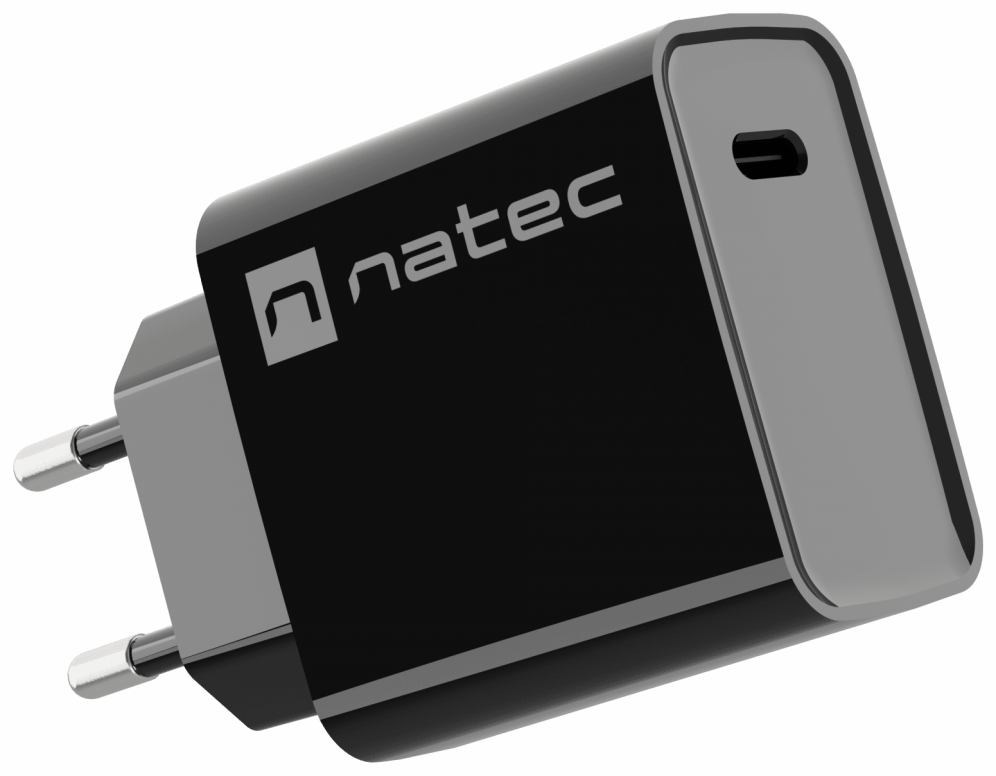 CARGADOR NATEC RIBERA 20W 1XUSB-C PD3.0 QC3.0 NEGRO