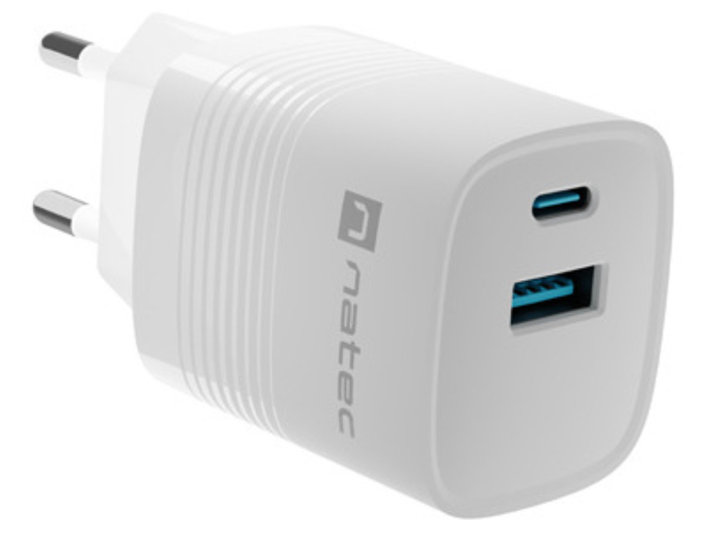 CARGADOR NATEC RIBERA GAN 30W PD3.0 QC3.0 1XUSB-A + 1XUSB-C BLANCO - detalle