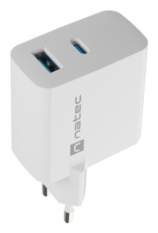 CARGADOR NATEC RIBERA GAN 45W PD3.0 QC3.0 1XUSB-A + 1XUSB-C BLANCO - detalle