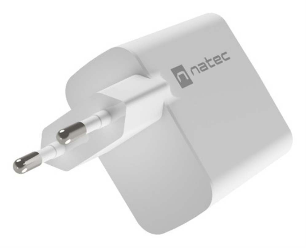 CARGADOR NATEC RIBERA GAN 45W PD3.0 QC3.0 1XUSB-A + 1XUSB-C BLANCO - detalle