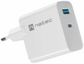 CARGADOR NATEC RIBERA GAN 45W PD3.0 QC3.0 1XUSB-A + 1XUSB-C BLANCO