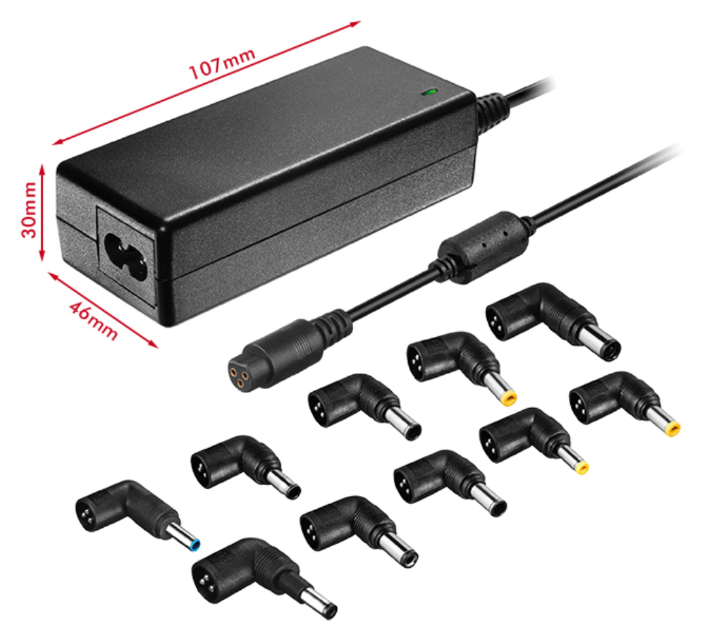 CARGADOR PARA PORTATIL AUTOMATICO UNIVERSAL LEOTEC 70W NEGRO - detalle