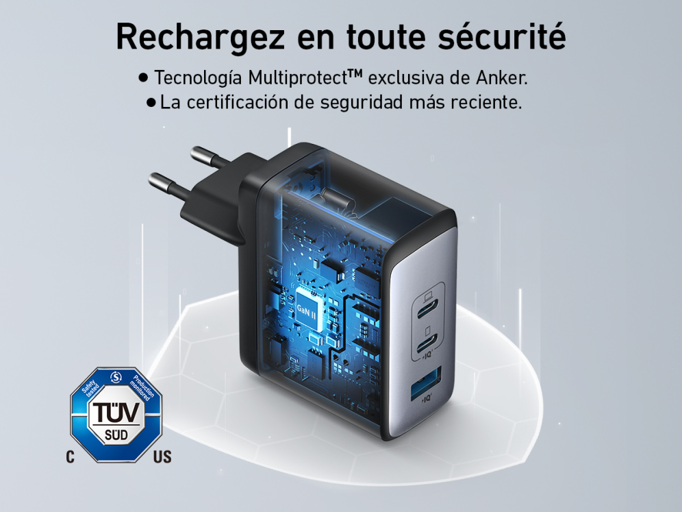 CARGADOR PARED ANKER 736 100W 1A/2C NEGRO - detalle