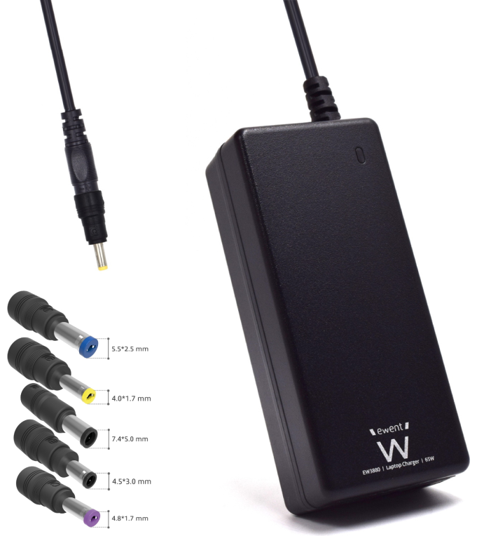 CARGADOR PORTATIL EWENT 65W COMPATIBLE HP 5 CONECTORES