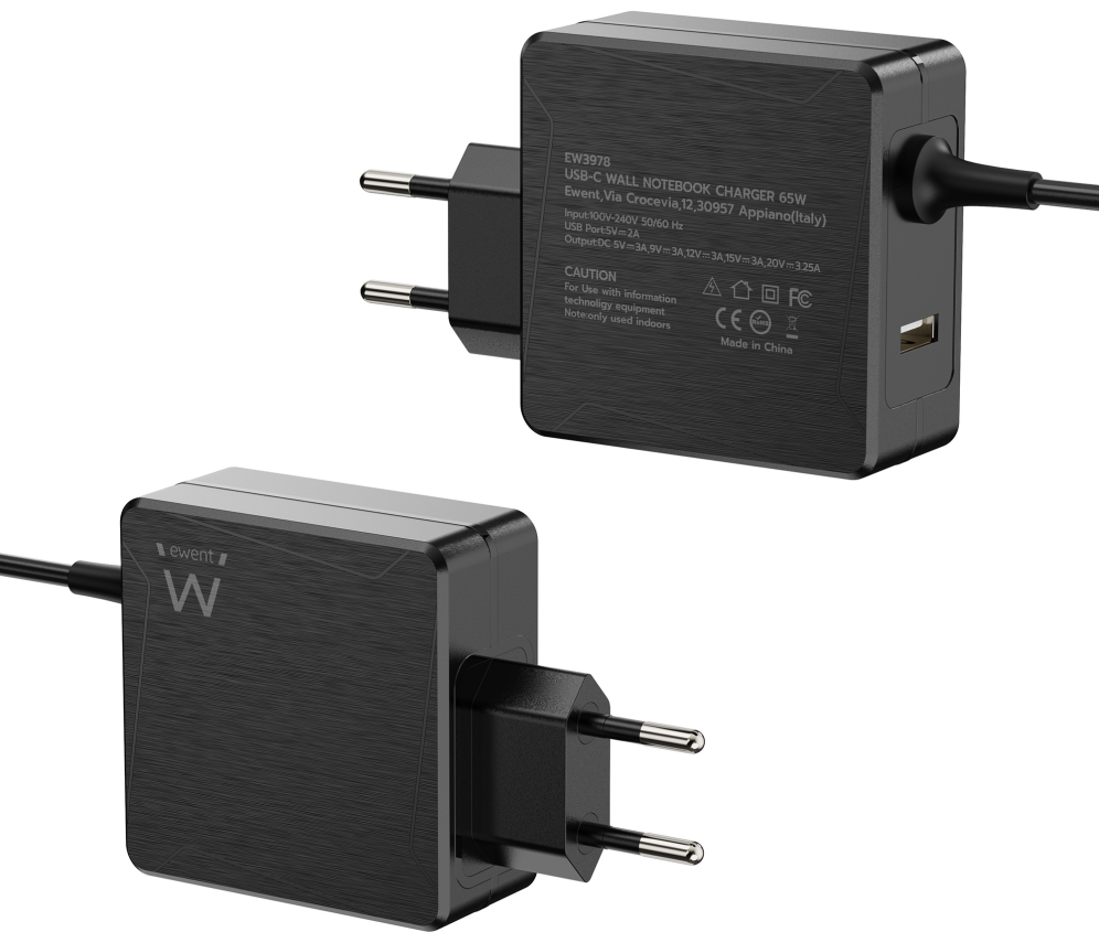 CARGADOR PORTATIL EWENT USB C 65W PUERTO ADICIONAL USB A - detalle