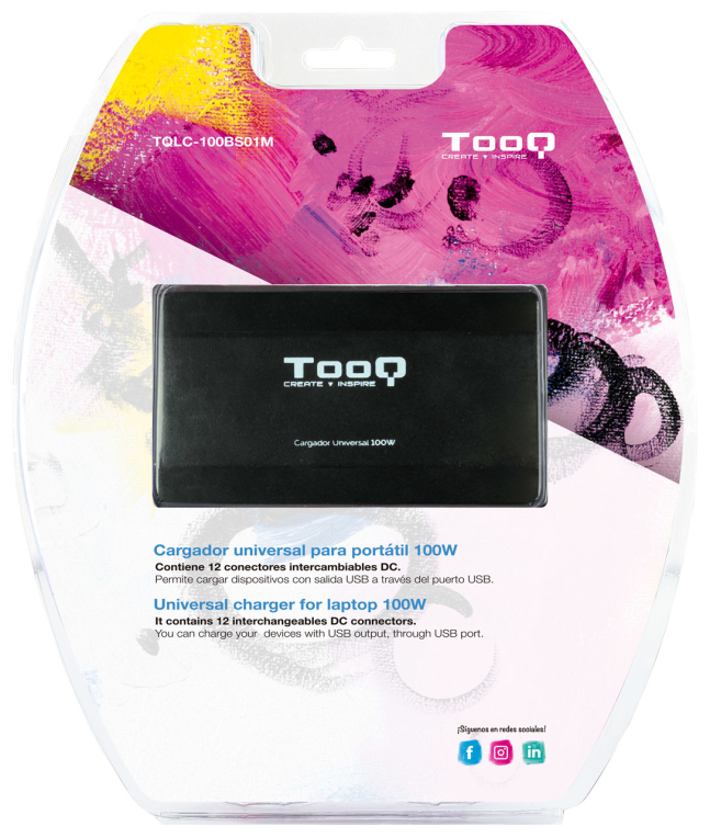 CARGADOR PORTATIL TOOQ UNIVERSAL TQLC-100BS01M 100W 1xUSB - detalle