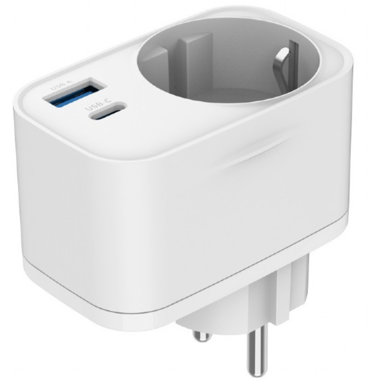 CARGADOR RAPIDO GEMBIRD USB DE 2 PUERTOS CON TOMA DE CA DE PASO 20 W BLANCO - detalle