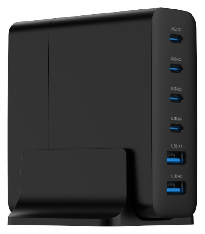 CARGADOR RAPIDO GEMBIRD USB GAN DE 6 PUERTOS 75 W NEGRO