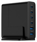 CARGADOR RAPIDO GEMBIRD USB GAN DE 6 PUERTOS 75 W NEGRO