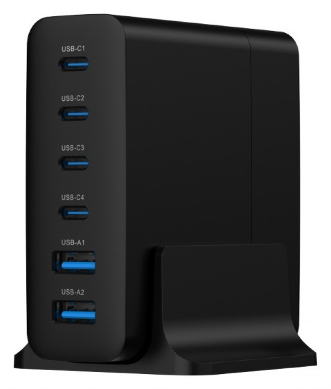 CARGADOR RAPIDO GEMBIRD USB GAN DE 6 PUERTOS 75 W NEGRO - detalle