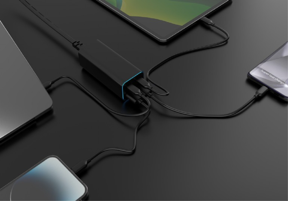 CARGADOR RAPIDO GEMBIRD USB POWERDELIVERY GAN DE 4 PUERTOS 100 W NEGRO - detalle