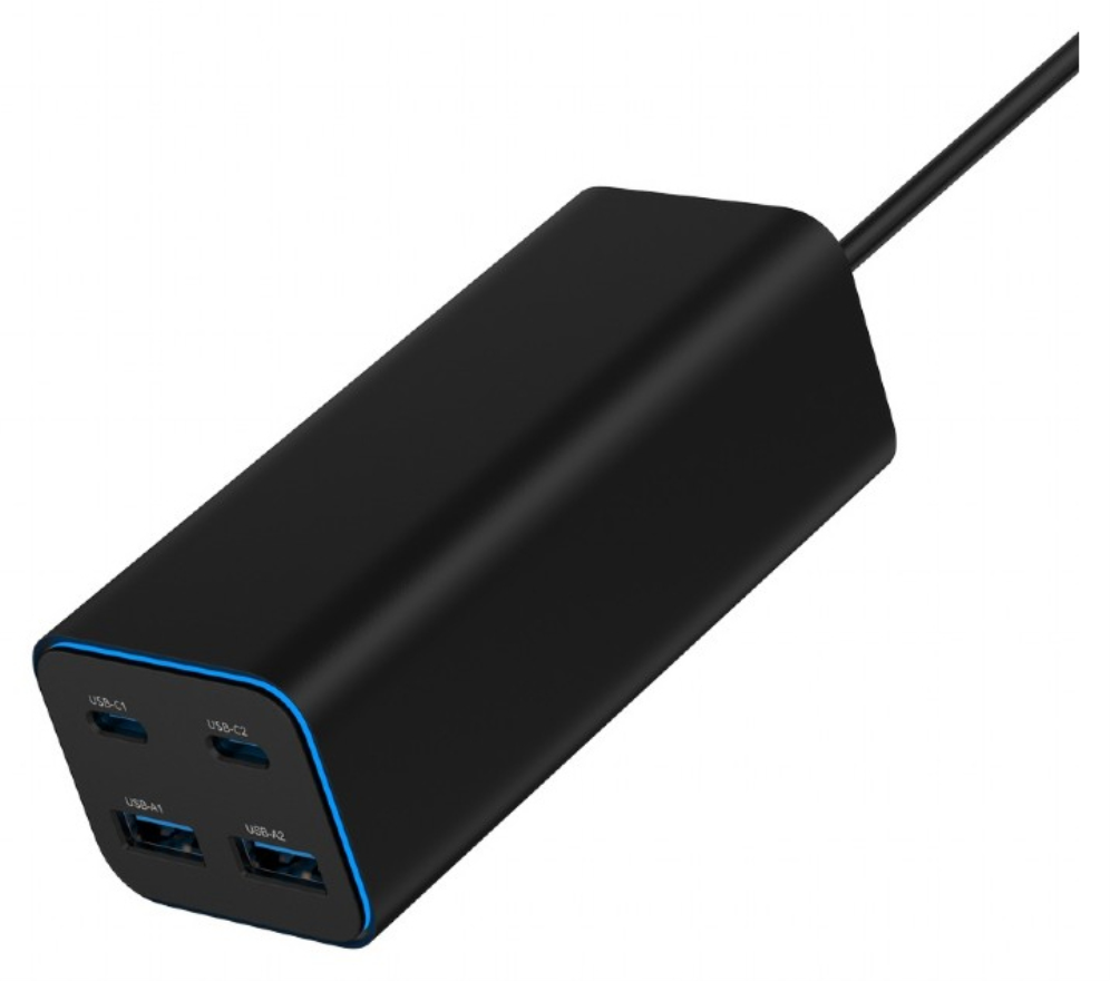 CARGADOR RAPIDO GEMBIRD USB POWERDELIVERY GAN DE 4 PUERTOS 100 W NEGRO - detalle